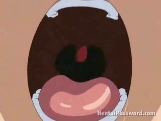 Winsome szőke anime temptress -val nagy mellek jelentkeznek száj szar -ban a park