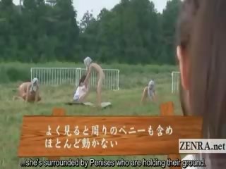 Subtitle bekläs kvinnlig naken hane utomhus japan sperma ranch avrunkning avsugning