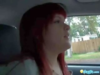 Redhead Emo car driving oversexed